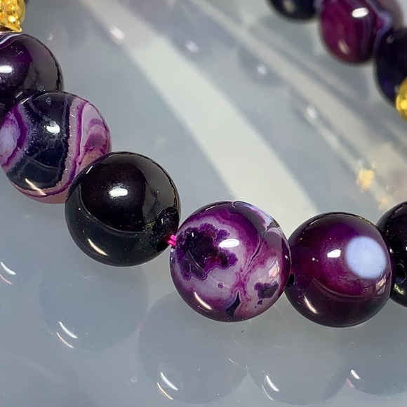 BANDED AGATE STONES NATURAL BRACELET size 6” - Picture 6 of 7